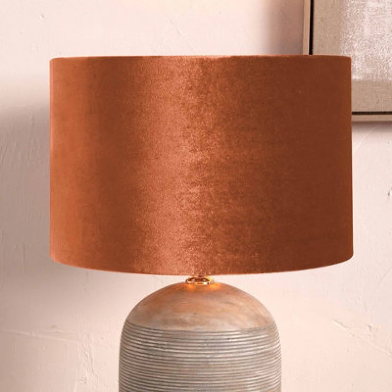 Image of Pacific Lifestyle 25Cm Terracotta Velvet Cylinder Lampshade For Table Lamps