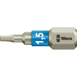 image of Wera Torsion Stainless Steel Hexagon Screwdriver Bit 1.5mm 25mm Pack of 1