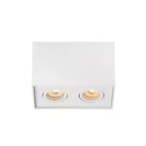Image of Tube Modern Rectangle Surface Mounted Ceiling Spotlight - 2xGU10 - White