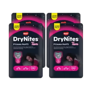 Huggies Drynites Pants Girls Age 8-15 Jumbo Pack 4 Packs x 13 Pants