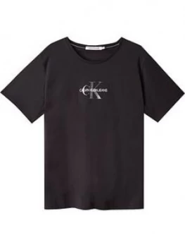 image of Calvin Klein Jeans Plus Glitter Monogram T-Shirt - Black