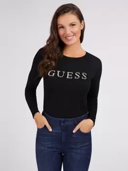 Image of Guess Rhinestones Front Logo Sweater