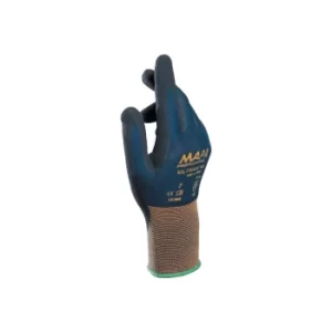 Image of Nitrile Coated Gloves, Mechanical Hazard Grip, Blue/Black, Size 9