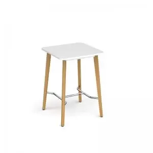 Image of Saxon square poseur worktable with 4 oak legs 800mm - white SPS800-WH