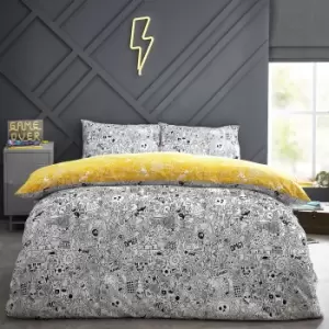 Image of Doodles Duvet Cover Set White/Black