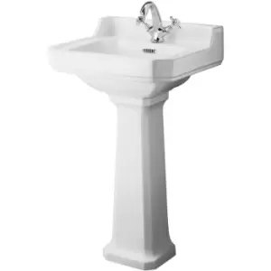 Image of Hudson Reed Richmond Basin with Full Pedestal 500mm Wide - 1 Tap Hole