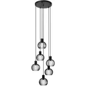 Image of Lucide Mikaela Modern Pendant light - Ø35cm - 6xE14 - Black