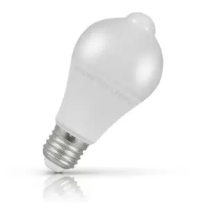 Image of Crompton Lamps LED Motion Sensor GLS 10W E27 Dusk Til Dawn Warm White Opal (60W Eqv)