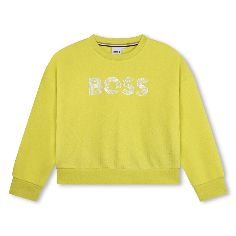 Image of Boss Boss Logo Crew Juniors - Yellow Yellow 8 - 9 Years