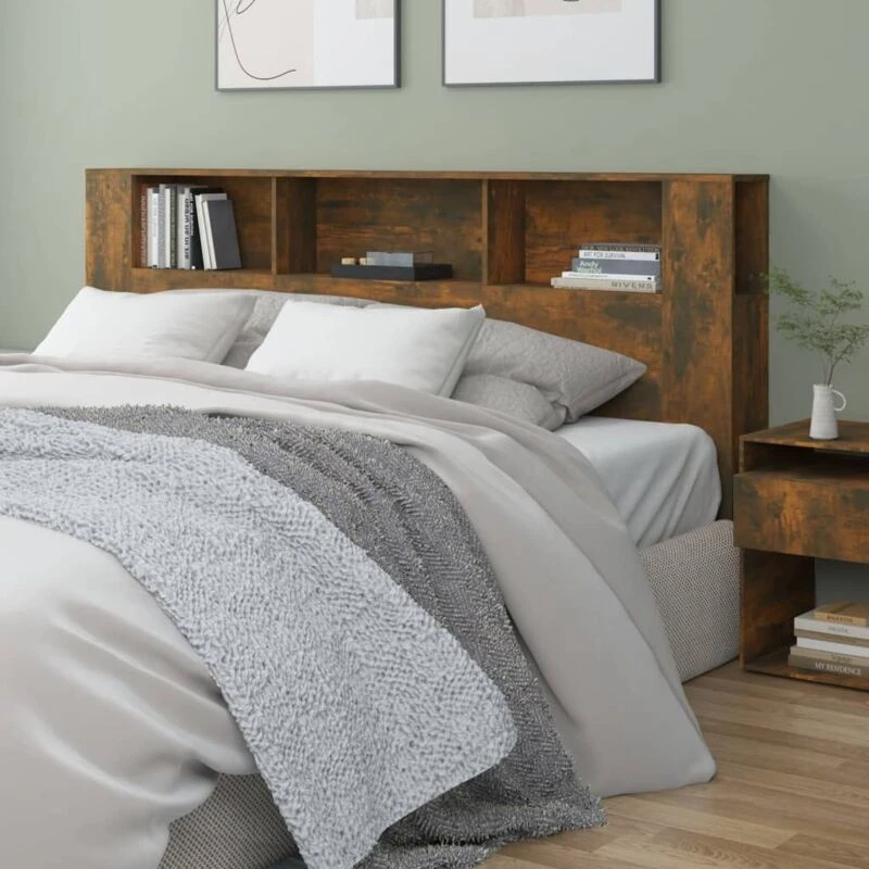 Image of VIDAXL Headboard Cabinet Smoked Oak 200x18.5x104.5cm Vidaxl 8720286969038