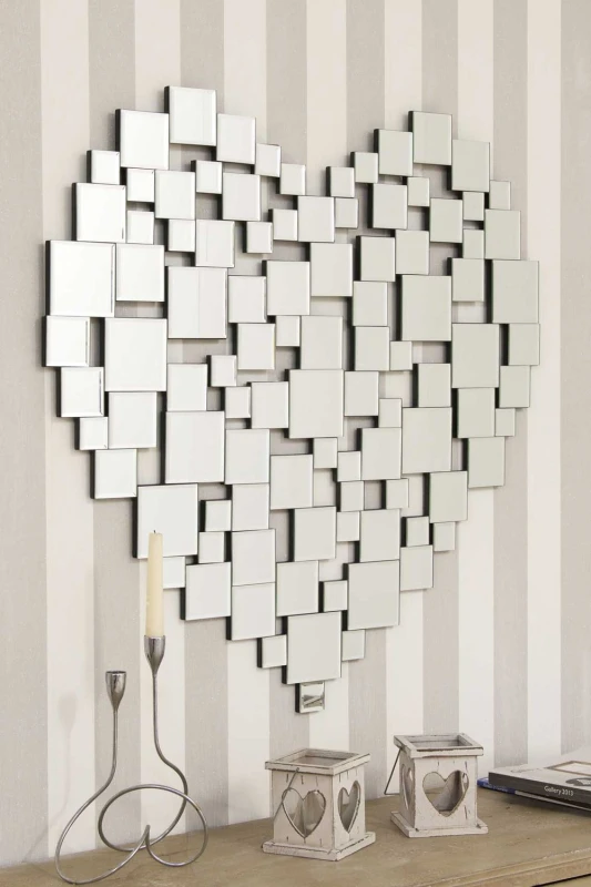 Image of Unbranded Love All Glass Collage Heart Wall Mirror 81 x 80 CM