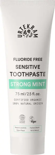 image of Urtekram Strong Mint Whitening Toothpaste 75ml