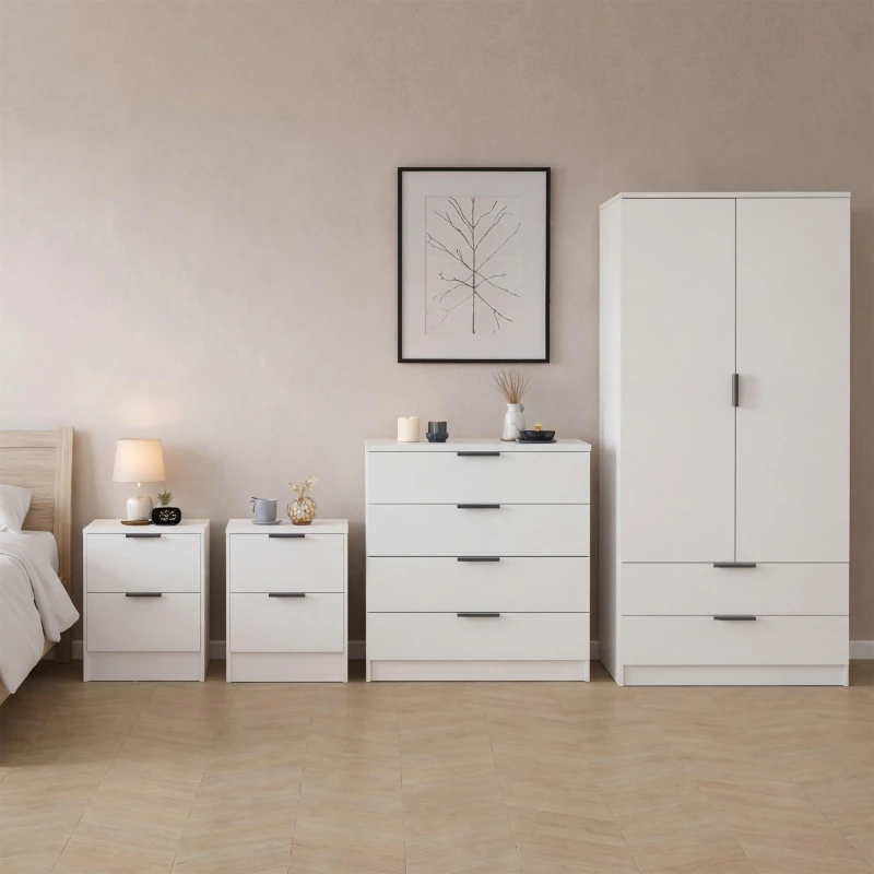 Image of Lassic Vida Designs Trega 4 Piece Bedroom Set 2 White unisex 4 Piece