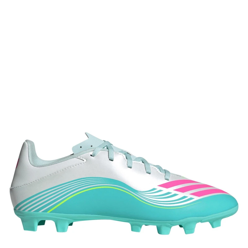 Image of adidas F50 Club Adults Firm Ground Football Boots Wht/Pink/Blue male 8.5 (42.7)