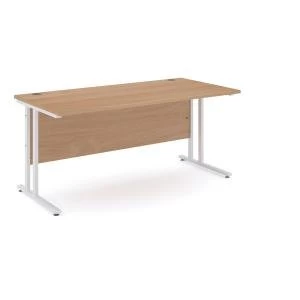 Image of Maestro 25 straight desk 800mm x 800mm white cantilever leg frame,