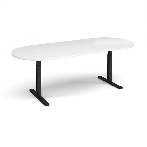 image of Elev8 Touch D - End Sit Stand Office Boardroom Table - White - Black Frame