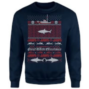 Image of Jaws Great White Christmas Sweatshirt - Navy - XL