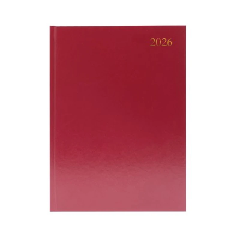 Image of 5 Star Desk Diary 2 Day Per Page A4 Burgundy 2026 KFA42BG26