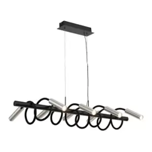 Image of Linear Ceiling Pendant, 8 Light Adjustable Arms, 8 x 4W LED Dimmable, 3000K, 2000lm, Black, Aluminium - Luminosa Lighting