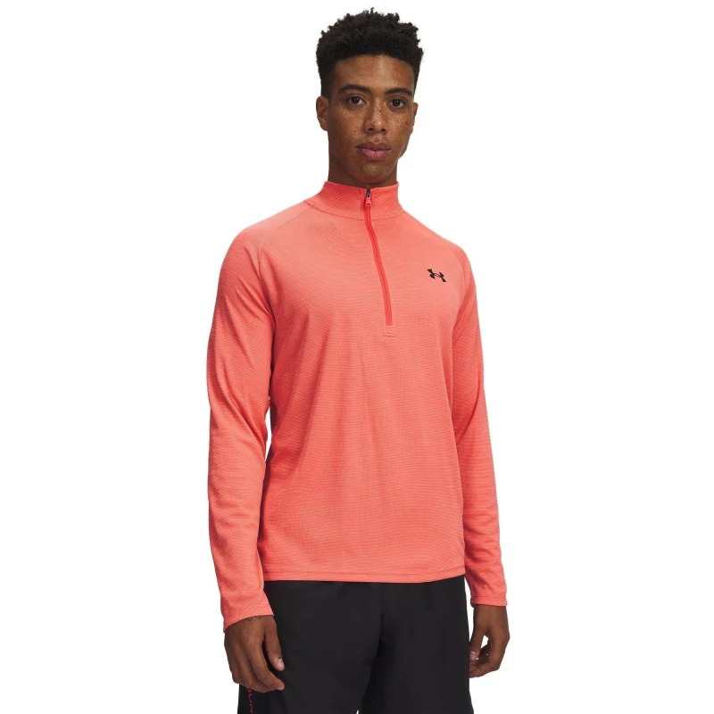 Image of Under Armour Tech ½ Zip Long Sleeve Mens Long Sleeve Performance T-Shirts S Red 62000708350