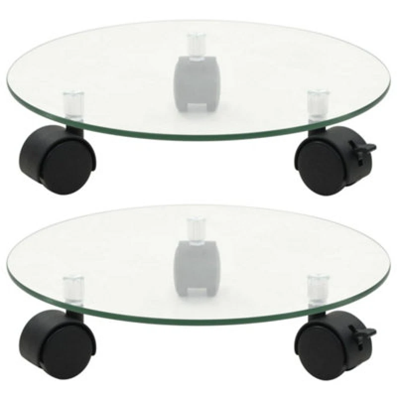 Image of Vidaxl Plant Rollers 2 Pcs Tempered Glass 28cm Round
