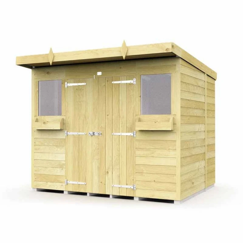 Image of Buttercup Farm 8 x 5 Feet Pent Summer Shed - Wood - L147 x W243 x H201cm in Brown Brown Unisex