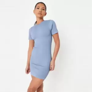 Missguided Neck Tshirt Mini Dress Seamless - Blue