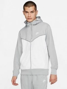 image of Nike Repeat Full Zip Hoodie - Grey/White