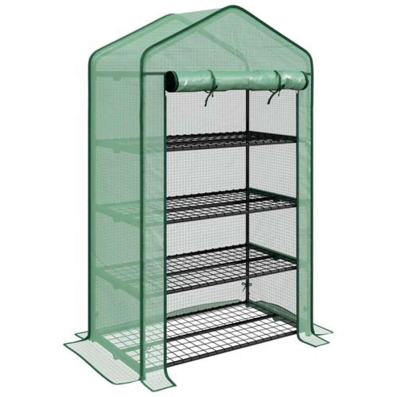 Image of Outsunny 90 X 49 X 160Cm Portable Mini Greenhouse With Shelves Green 845-936V00GN
