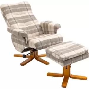 image of Recliner Chair and Footstool Linen-touch Fabric Wooden Base Multicolour - Multicolour - Homcom