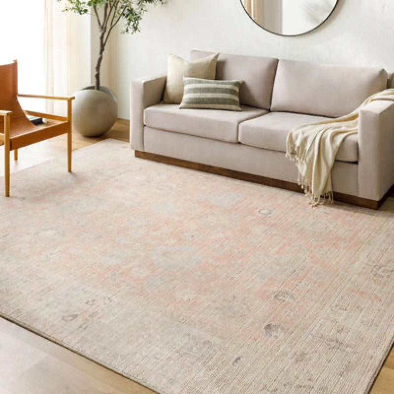 Image of Becki Owens X Livabliss Vintage Oriental Boho Dusty Pink Marlene Area Rug 157 X 213cm - Easy Care, Ideal For Living Room