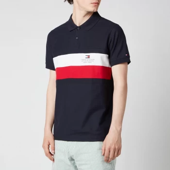 Image of Tommy Hilfiger Mens Chest Stripe Slim Fit Polo Shirt - Desert Sky - M