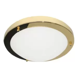 Image of Spa 310mm Delphi Flush Ceiling Light Opal Glass and Brass