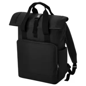 Image of Bagbase Unisex Adult Roll Top Recycled Twin Handle Backpack (One Size) (Black)