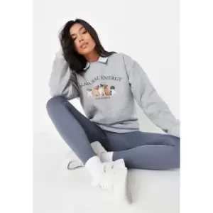 Missguided Energy Dog Graphic Sweater - Grey