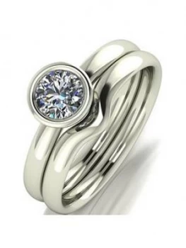 Image of Moissanite 9ct Gold 1.1 Carat Eq Moissanite Bridal Set, White Gold Size M Women