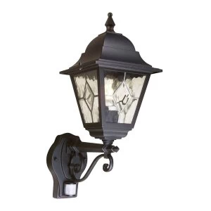 Image of 1 Light Outdoor Motion Sensor Lantern Light Black IP43, E27