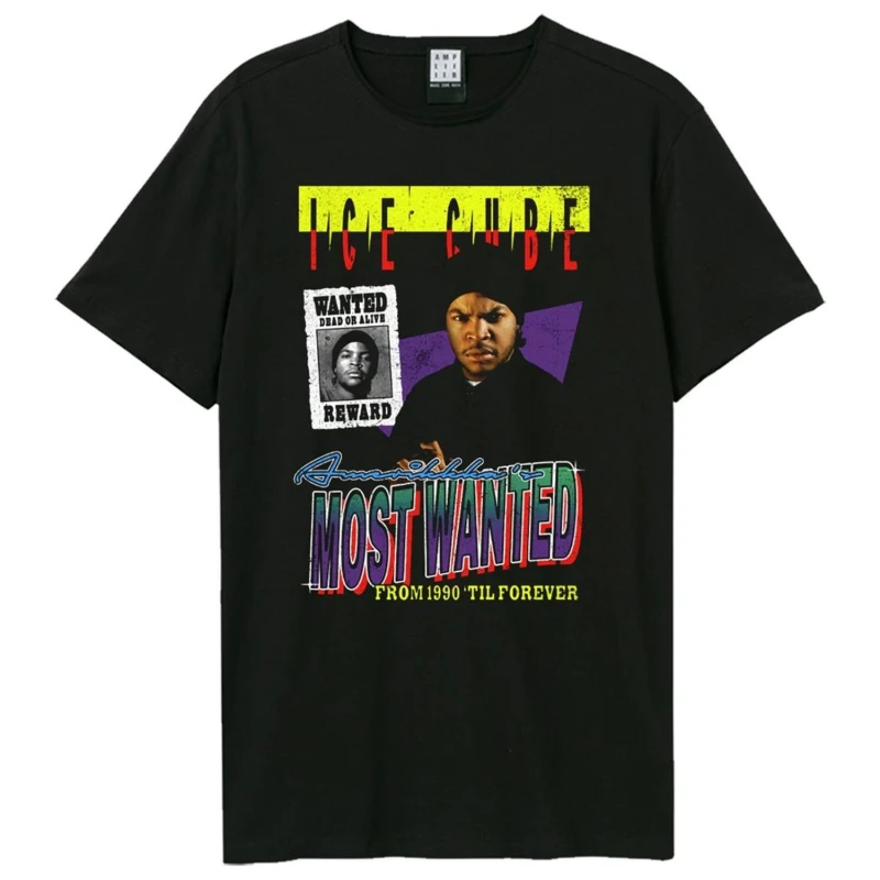 Image of Amplified Mens Amerikkka's Most Wanted Bootleg Ice Cube T-Shirt in Black Size: Large Black Male L