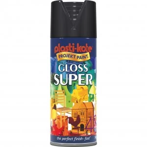 image of Plastikote Super Gloss Aerosol Spray Paint Black 400ml