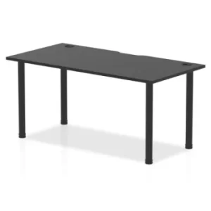 Image of Impulse Black Series 1600 x 800mm Straight Table Black Top with Cable Ports Black Leg