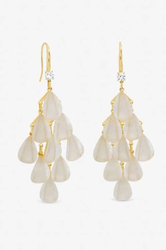 Image of Jon Richard Womens Gold Plated & Cream Droplet Earrings Gold Female One Size