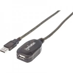 Image of Manhattan Hi Speed USB 2.0 Repeater Cable 15m Black