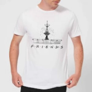 Image of Friends Fountain Sketch Mens T-Shirt - White - 3XL