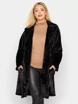 Image of Yours Faux Fur Jacket - Black, Size 18, Women