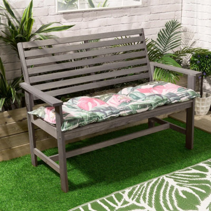 Image of OHS OHS Outdoor 2 Seater Patterned Bench Cushion Garden Furniture Seat in Pink Pink One Size Unisex 5027434209118