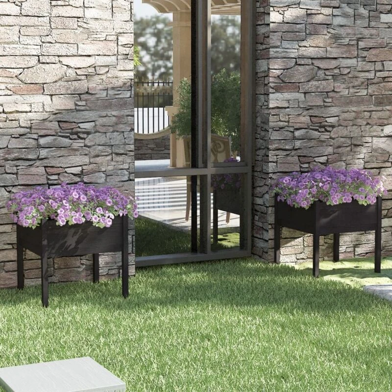 Image of VIDAXL Vidaxl - Garden Planters 2 pcs Black 70x70x70cm Solid Pinewood 8720286815496