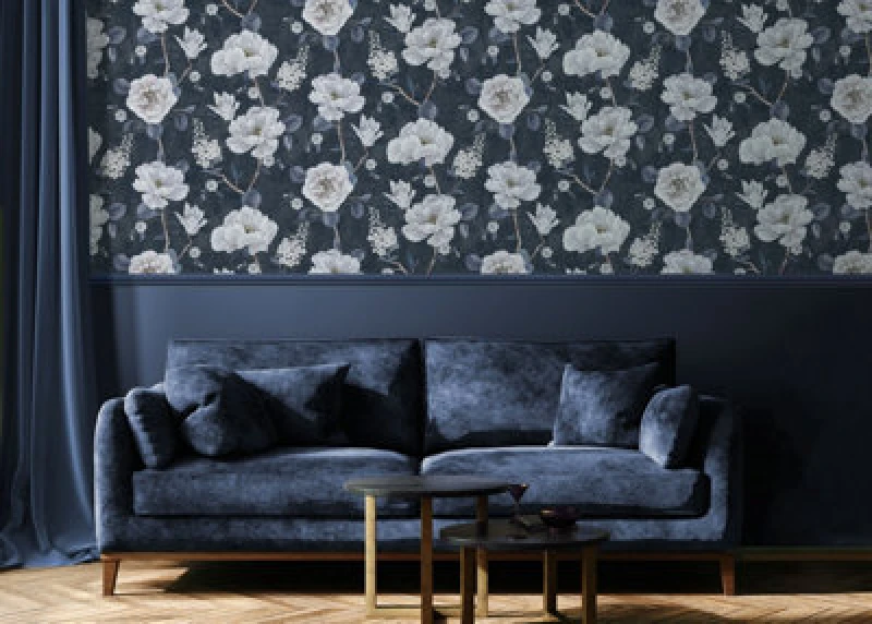 Image of ARTHOUSE Arthouse - Ashley Floral Navy Wallpaper Flowers Rose Leaves Classic Feature Wall WL-925505