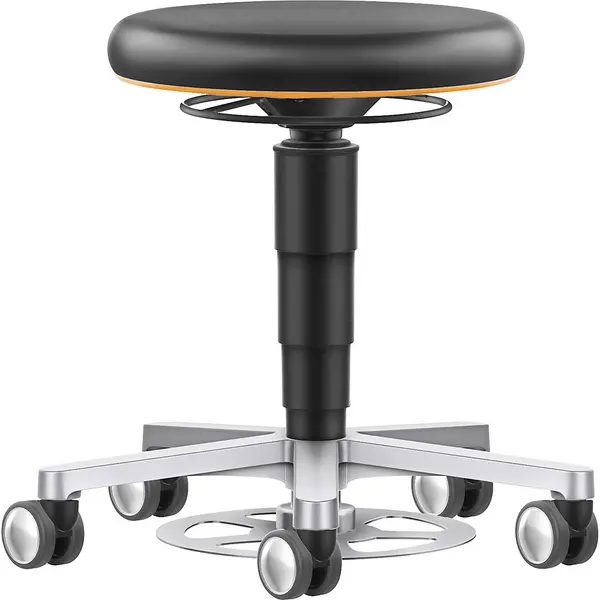 Image of bimos with castors, gas lift with release ring and pedal mechanism, with castors, gas lift with release ring and pedal mechanism, colour ring in orang
