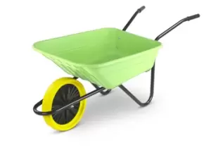 image of 90 Litre Shire Heavy Duty Plastic Wheelbarrow - Lime - Puncture Proof Wheel