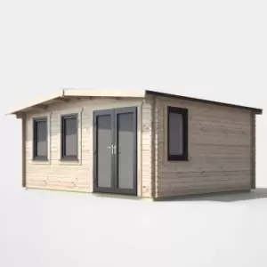 image of Power 14' x 16' Chalet Log Cabin - Right Side Double Door